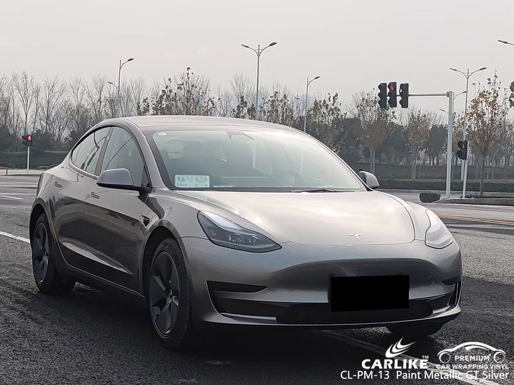 CL-PM-13 Boya Metalik GT Gümüş Vinil Araç Kaplama TESLA tedarikçisi