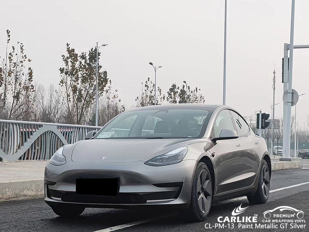 CL-PM-13 Boya Metalik GT Gümüş Vinil Araç Kaplama TESLA tedarikçisi