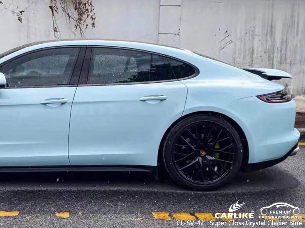 مركبة CL-SV-42 Super Gloss Crystal Glacier Blue Vinyl الشركة المصنعة للغلاف لـ PORSCHE 