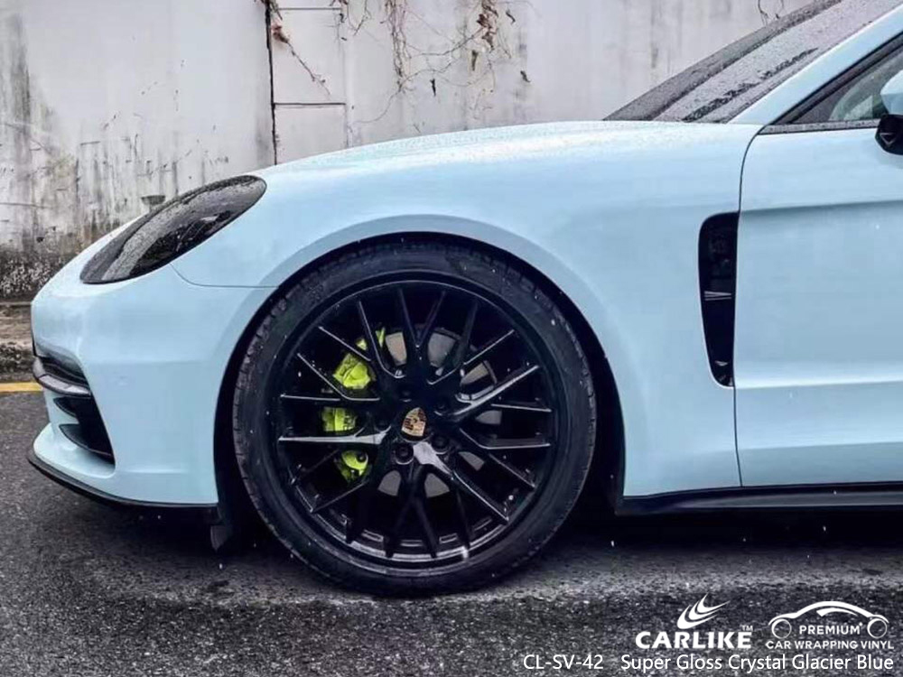 مركبة CL-SV-42 Super Gloss Crystal Glacier Blue Vinyl الشركة المصنعة للغلاف لـ PORSCHE 