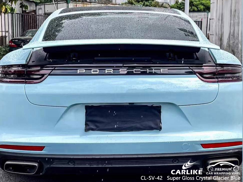 CL-SV-42 Super Gloss Crystal Glacier Blue Vinyl Vehicle Fabricant d'habillage pour PORSCHE