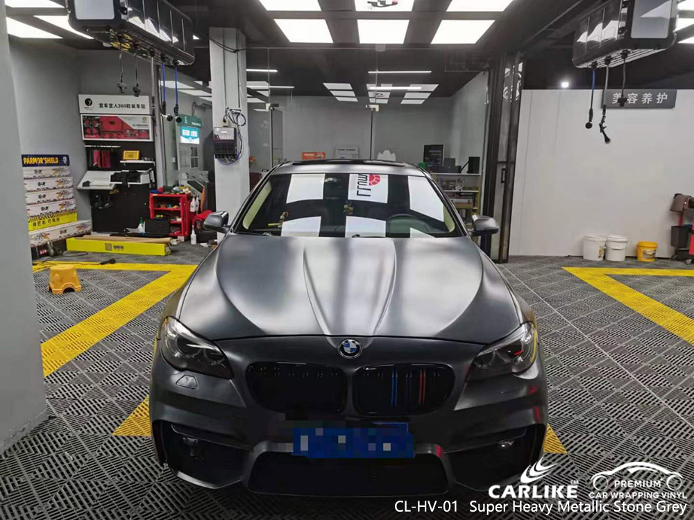 CL-HV-01 Super Heavy Metallic Stone Grey Vinyl Vehicle Wrap Supplier for BMW