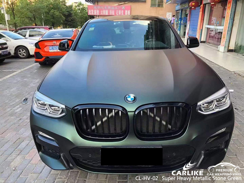 CL-HV-02 Véhicule en vinyle vert pierre métallisé super lourd Wrap Factory pour BMW