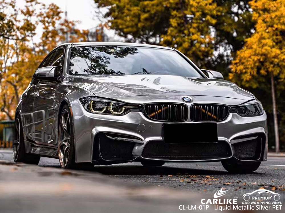 CL-LM-01P Sıvı Metalik Gümüş PET Vinil Araç Kaplama BMW için fabrika