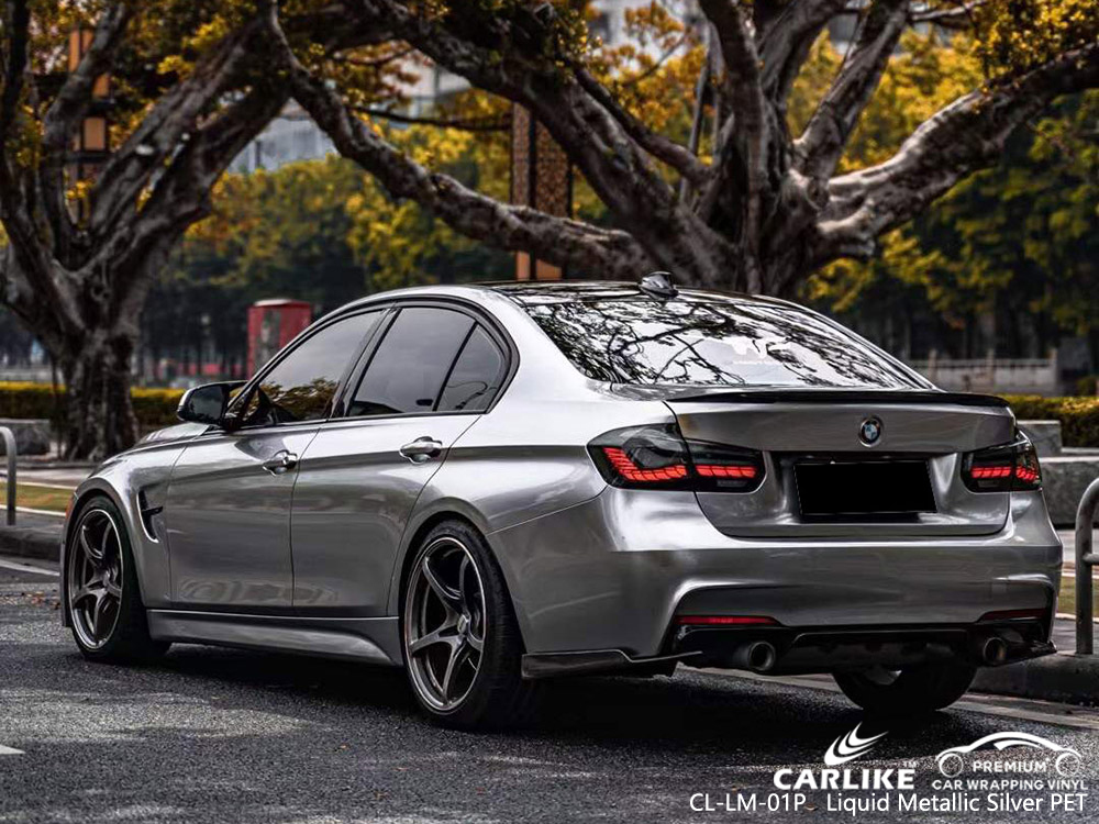 CL-LM-01P Sıvı Metalik Gümüş PET Vinil Araç Kaplama BMW için fabrika