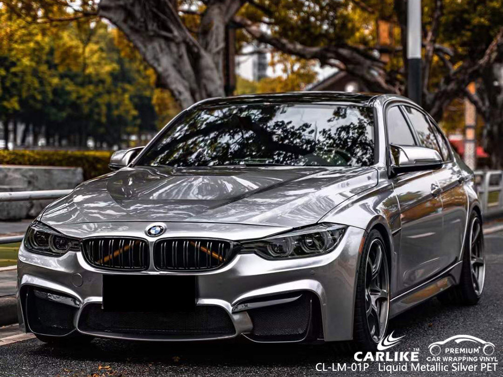 CL-LM-01P Liquid Metallic Silver PET Vinyl Car Wrap Usine pour BMW