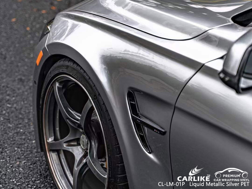 CL-LM-01P Sıvı Metalik Gümüş PET Vinil Araç Kaplama BMW için fabrika