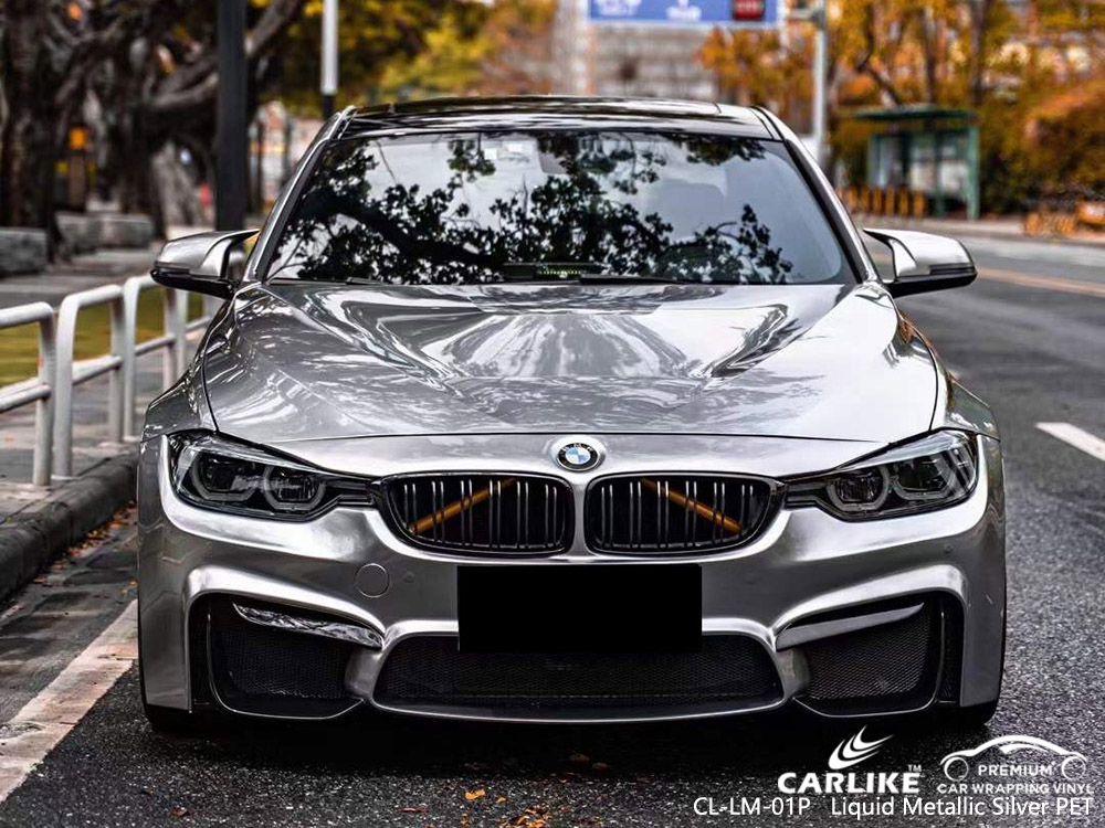 CL-LM-01P Sıvı Metalik Gümüş PET Vinil Araba Kaplama BMW için fabrika