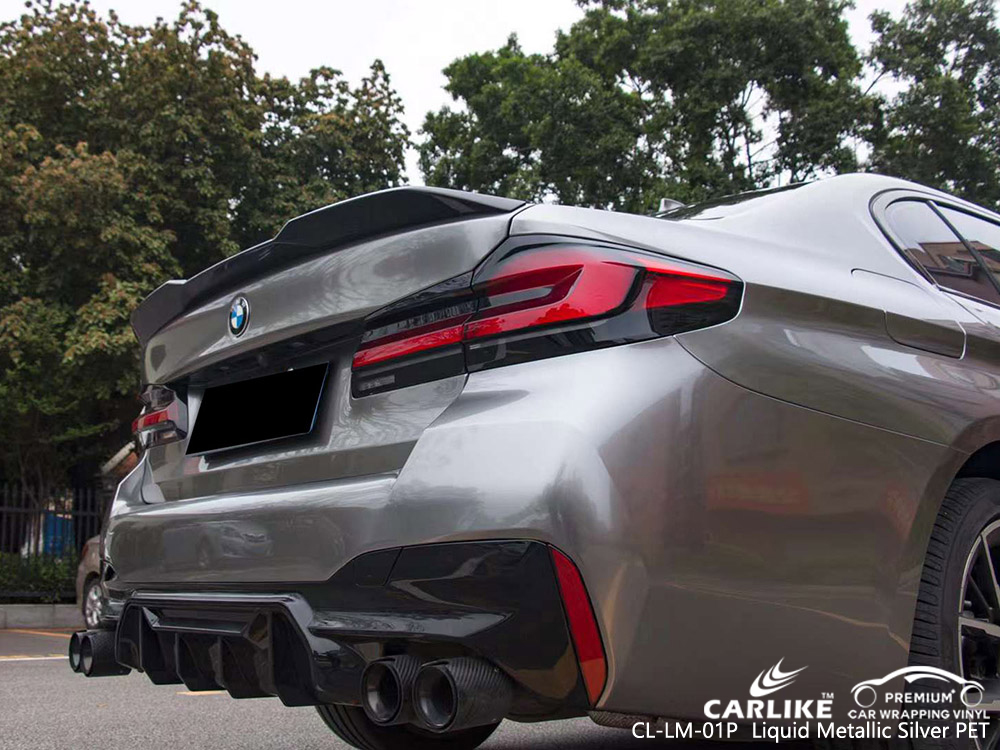 CL-LM-01P Sıvı Metalik Gümüş PET Vinil Araba Kaplama BMW için Tedarikçi