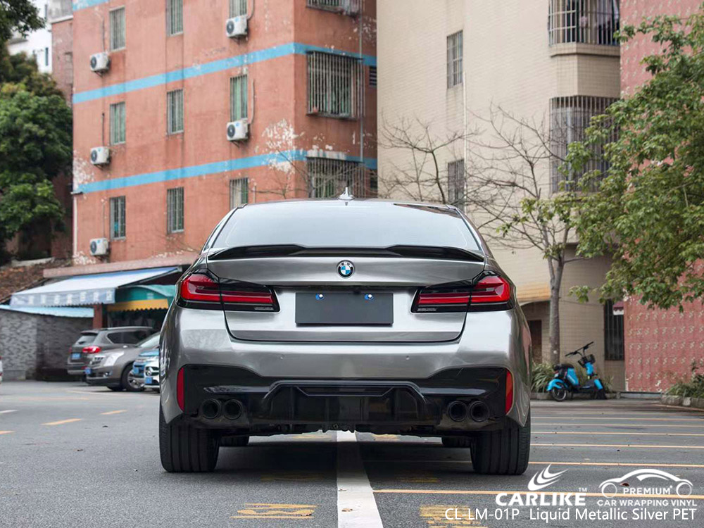 CL-LM-01P Sıvı Metalik Gümüş PET Vinil Araç Kaplama BMW için Tedarikçi