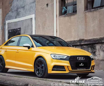 CL-GE-16 Brilhante Eletro Metálico Amarelo Brilhante Vinil Fábrica de Envelopamento de Carro para AUDI