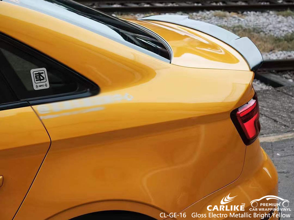 CL-GE-16 Parlak Elektro Metalik Parlak Sarı Vinil Araba AUDI için Fabrika Sarma