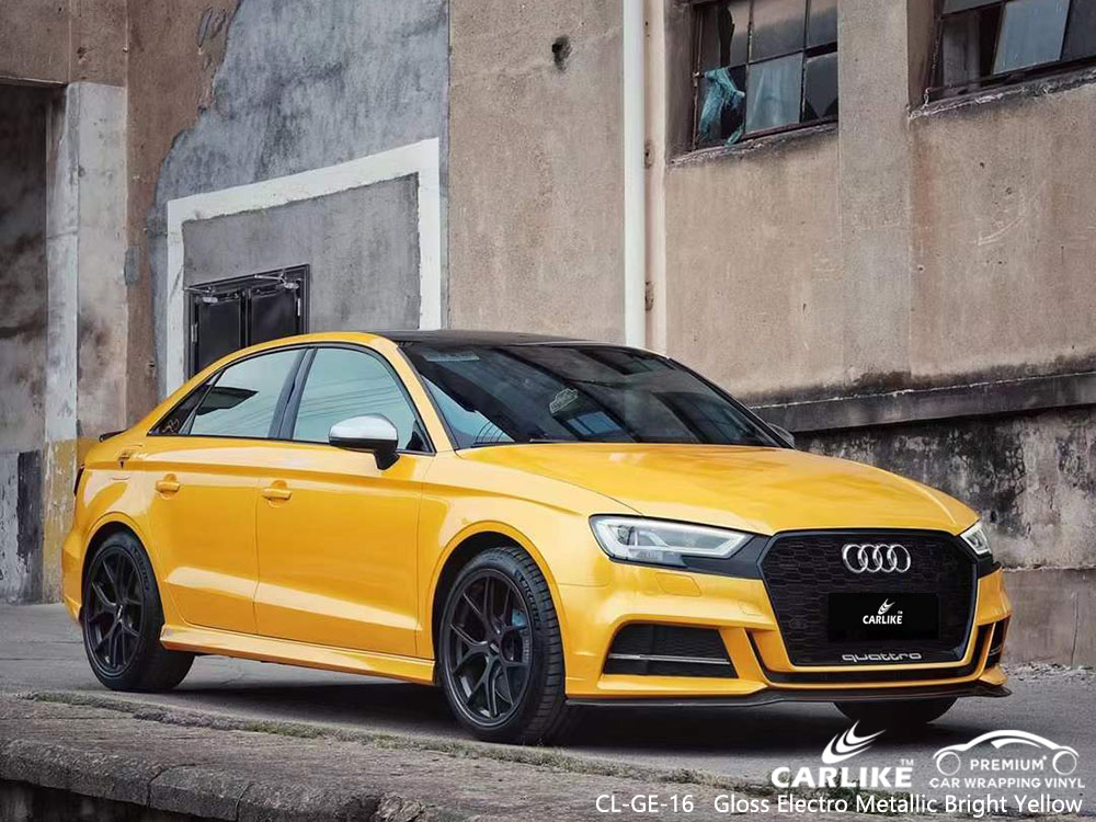 CL-GE-16 Auto in vinile giallo brillante elettro metallizzato lucido Wrap Factory For AUDI