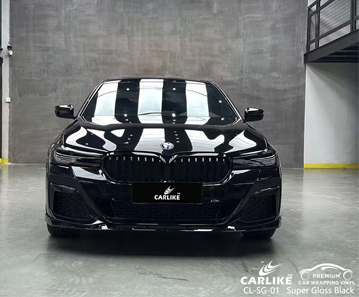 CL-SG-01 Super Gloss Black Vinyl Car Wrap Proveedor para BMW