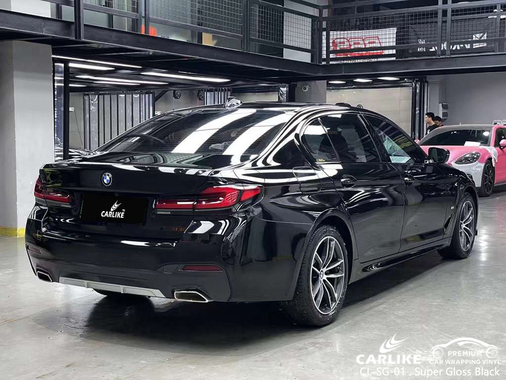 CL-SG-01 Fournisseur d'enveloppe de voiture en vinyle noir super brillant Pour BMW