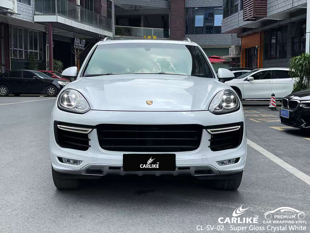 CL-SV-02 Süper Parlak Kristal Beyaz Vinil Otomatik Sarma PORSCHE Fabrikası