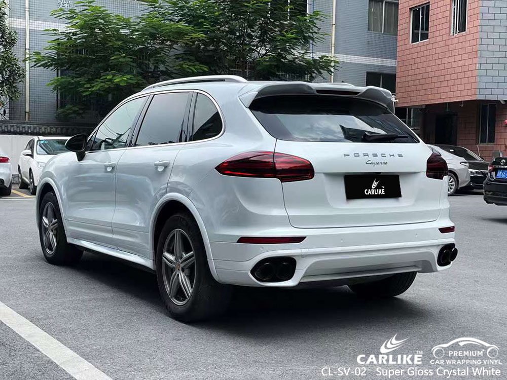 CL-SV-02 Süper Parlak Kristal Beyaz Vinil Otomatik Sarma PORSCHE Fabrikası