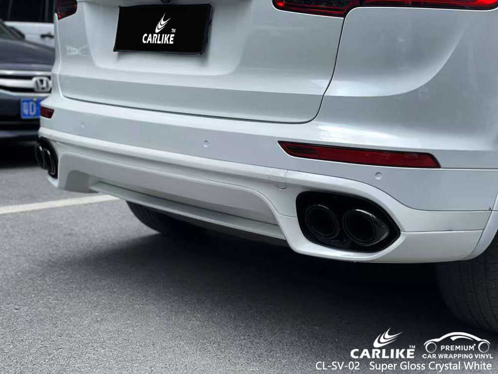 CL-SV-02 Süper Parlak Kristal Beyaz Vinil Otomatik Sarma PORSCHE Fabrikası