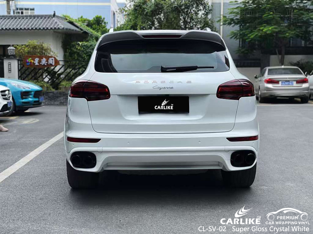 CL-SV-02 Süper Parlak Kristal Beyaz Vinil Otomatik Sarma PORSCHE Fabrikası