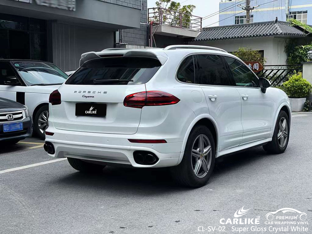 CL-SV-02 Süper Parlak Kristal Beyaz Vinil Otomatik Sarma PORSCHE Fabrikası
