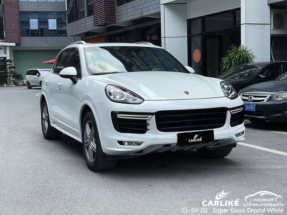 CL-SV-02 Süper Parlak Kristal Beyaz Vinil Otomatik Sarma PORSCHE Fabrikası