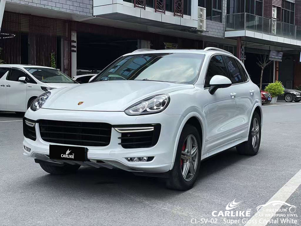 CL-SV-02 Süper Parlak Kristal Beyaz Vinil Otomatik Sarma PORSCHE Fabrikası