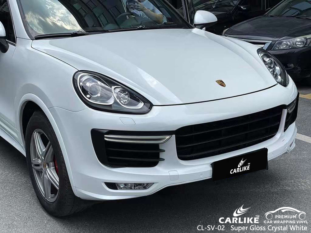 CL-SV-02 Süper Parlak Kristal Beyaz Vinil Otomatik Sarma PORSCHE Fabrikası