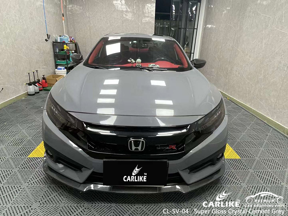 CL-SV-04 Super Gloss Crystal Cement Grey Vinyl Vehicle Wrap Supplier For HONDA