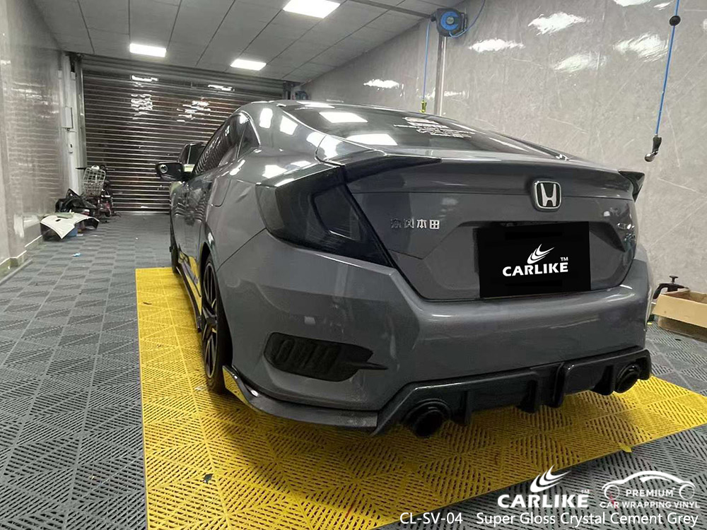 CL-SV-04 Super Gloss Crystal Cement Grey Vinyl Vehicle Wrap Supplier For HONDA