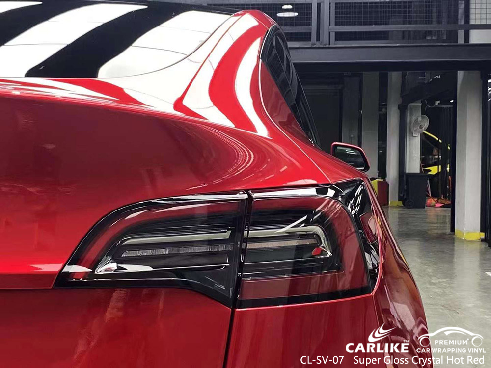 CL-SV-07 Carro de vinil vermelho brilhante super brilhante Wrap Factory Para TESLA