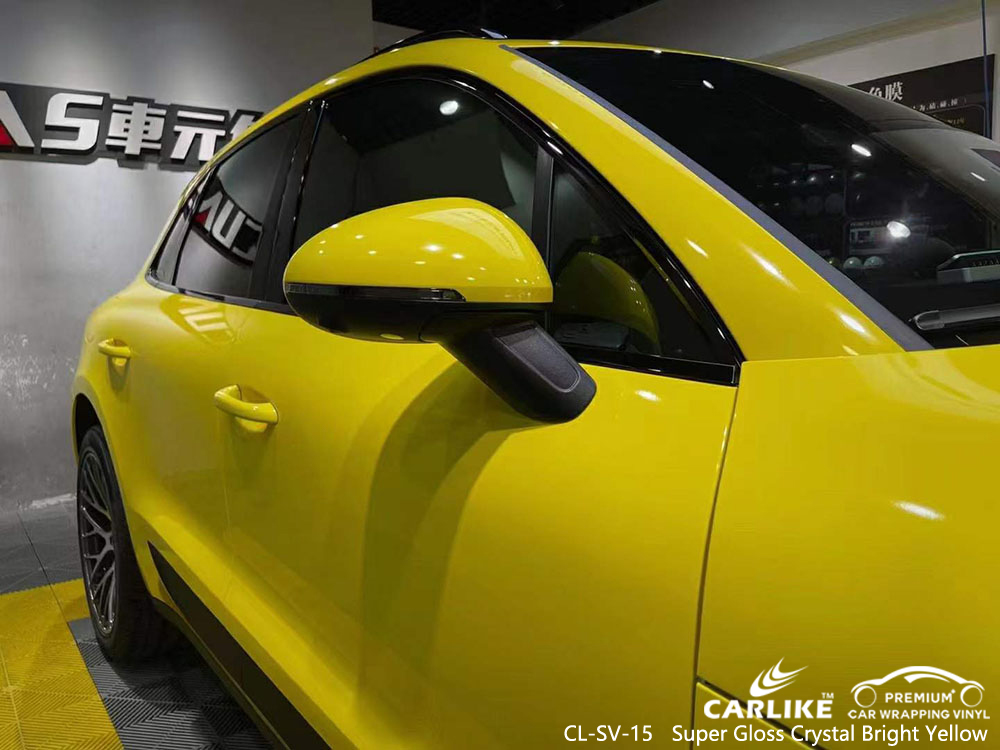 CL-SV-15 Carro de vinil amarelo brilhante cristal super brilhante Fornecedor de envoltório para PORSCHE