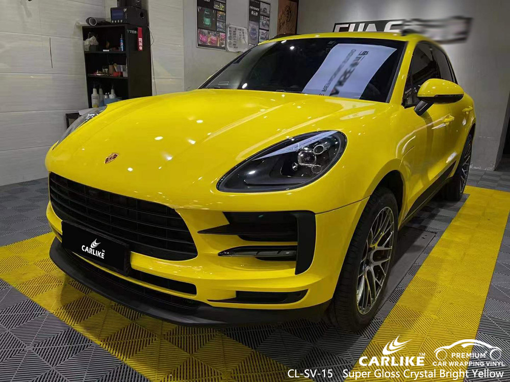 CL-SV-15 Carro de vinil amarelo brilhante cristal super brilhante Fornecedor de envoltório para PORSCHE