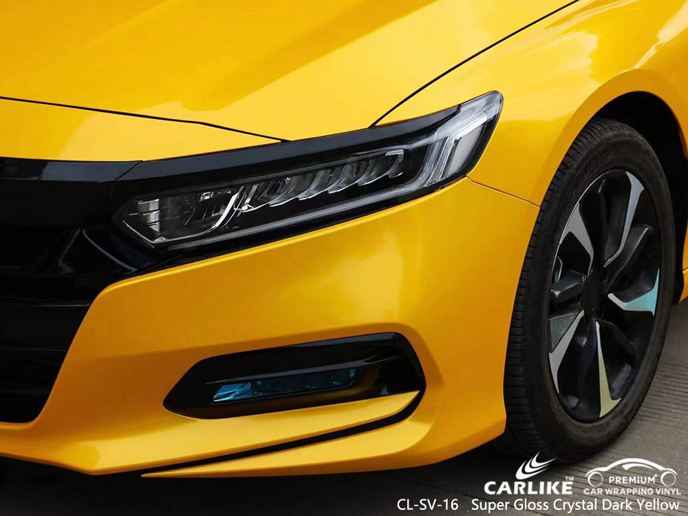 CL-SV-16 Süper Parlak Kristal Koyu Sarı Vinil Oto HONDA İçin Sargı Üreticisi