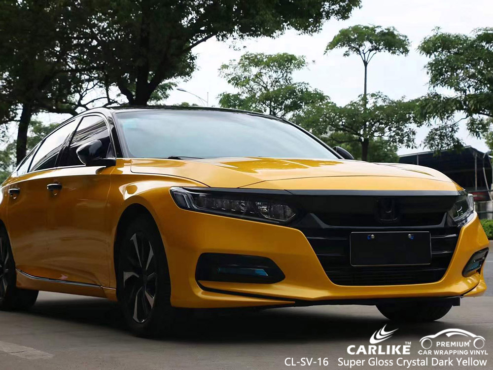CL-SV-16 Süper Parlak Kristal Koyu Sarı Vinil Oto HONDA İçin Sargı Üreticisi