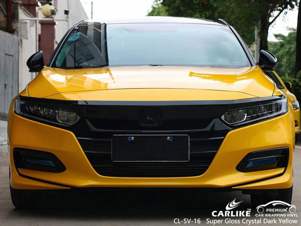 CL-SV-16 Süper Parlak Kristal Koyu Sarı Vinil Oto HONDA İçin Sargı Üreticisi