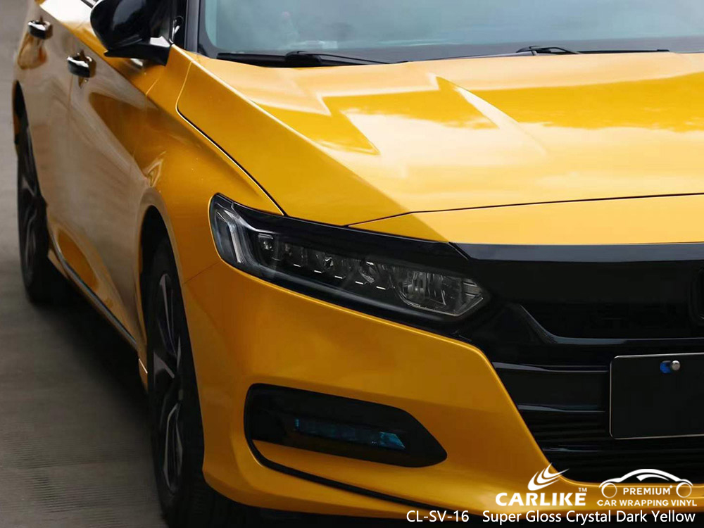 CL-SV-16 Süper Parlak Kristal Koyu Sarı Vinil Oto HONDA İçin Sargı Üreticisi