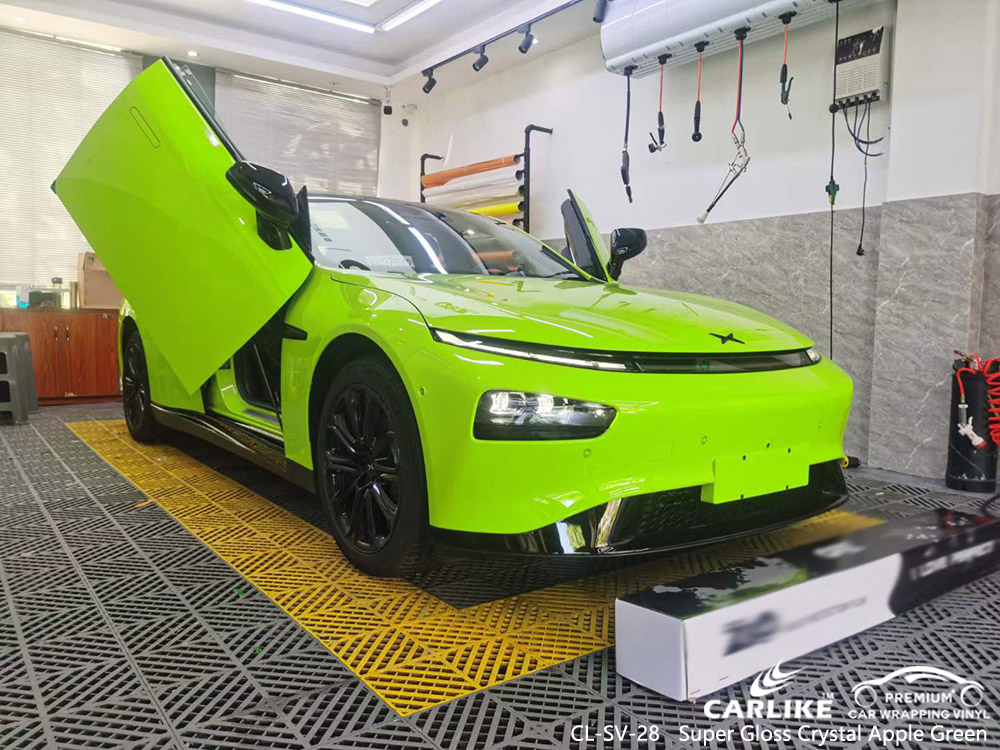 CL-SV-28 Super Gloss Crystal Apple Green Vinyl Car Wrap Supplier For XPENG