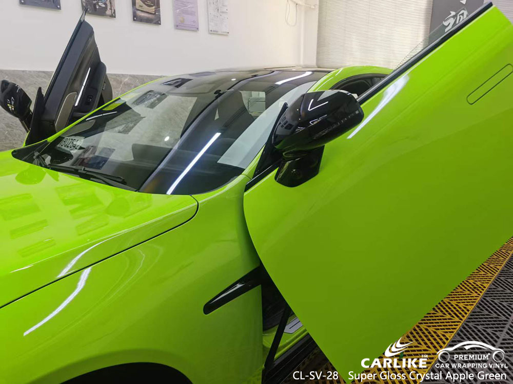 CL-SV-28 Super Gloss Crystal Apple Green Vinyl Car Wrap Supplier For XPENG