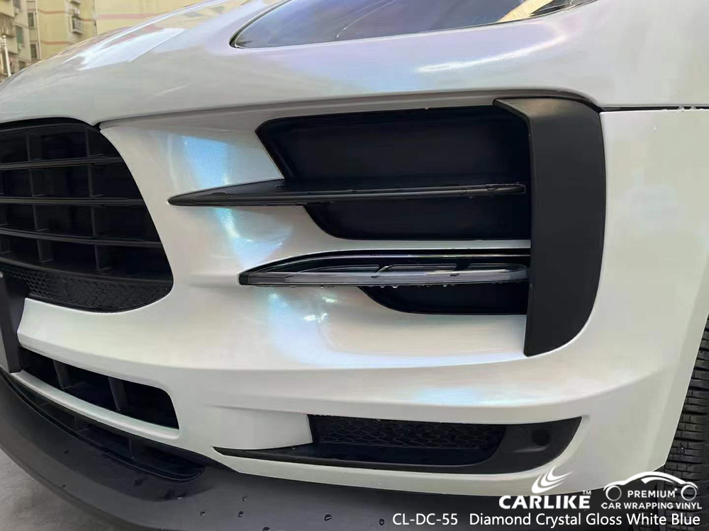 CL-DC-55 Elmas Kristal Parlak Beyaz Mavi Araç Kaplaması PORSCHE için Vinil Tedarikçiler