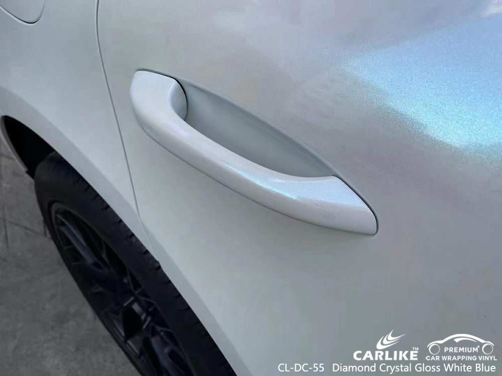 CL-DC-55 Elmas Kristal Parlak Beyaz Mavi Araç Kaplaması PORSCHE için Vinil Tedarikçiler