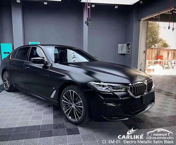 CL-EM-01 Electro Metallic Satin Black Vinyl Car Wrap الشركة المصنعة لسيارات BMW