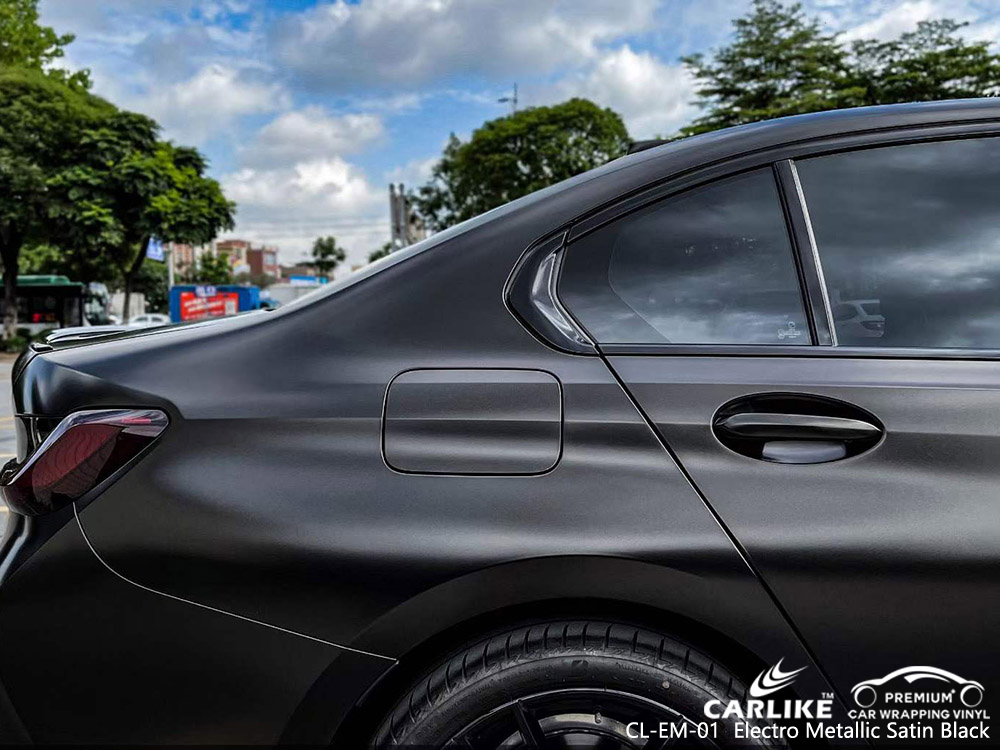 CL-EM-01 Electro Metallic Satin Black Vinyl Wrap Hersteller Für BMW