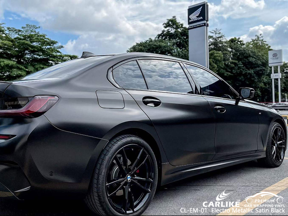 CL-EM-01 Electro Metallic Satin Black Vinyl Wrap Hersteller Für BMW