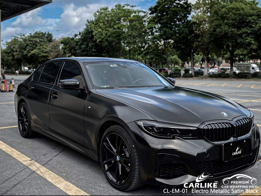 CL-EM-01 Electro Metallic Satin Black Vinyl Wrap Hersteller Für BMW