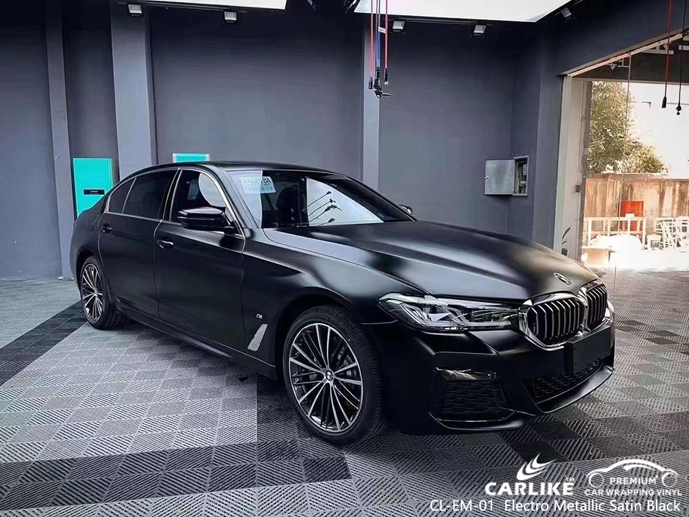 CL-EM-01 Electro Metallic Satin Black Vinyl Car Wrap Hersteller für BMW