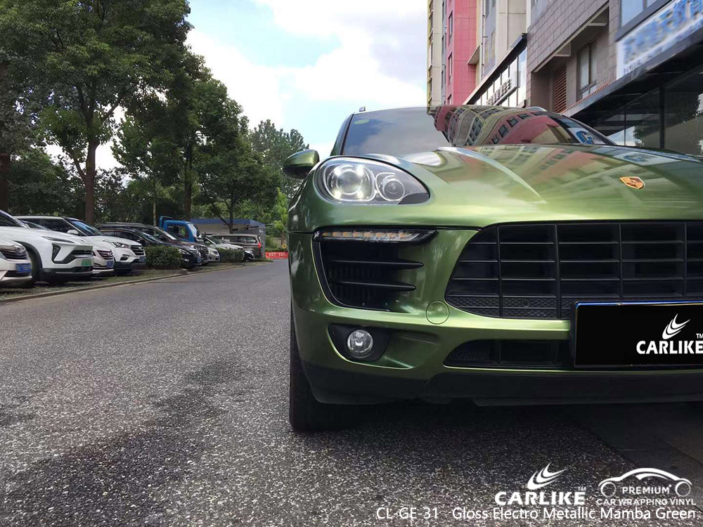 غلاف من الفينيل الأخضر اللامع CL-GE-31 مورد لـ PORSCHE 