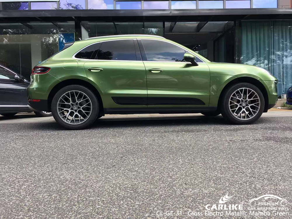 غلاف الفينيل الأخضر اللامع CL-GE-31 الكهربائي المعدني المامبا مورد لـ PORSCHE 