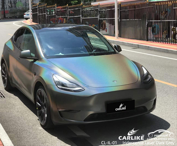 CL-IL-01 Fabricant de vinyle de voiture gris foncé laser Iridescence pour TESLA