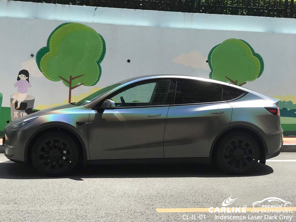 CL-IL-01 Iridescence Laser Dark Grey Car Vinyl Manufacturer Pour TESLA