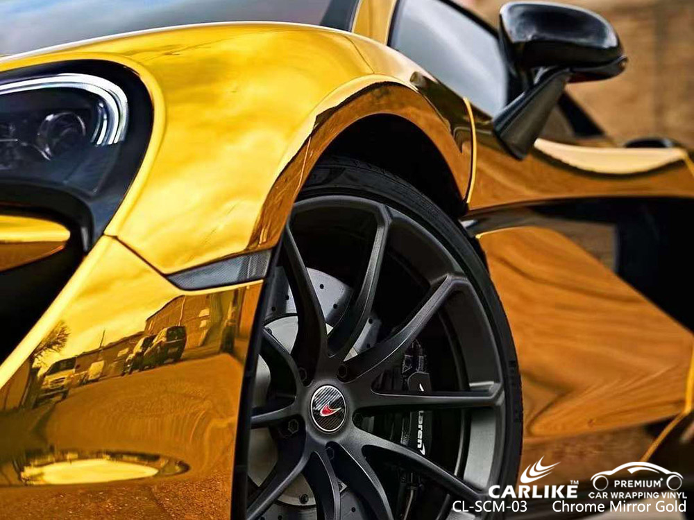 CL-SCM-03 Krom Ayna Altın Toptan Vinil Wrap MCLAREN